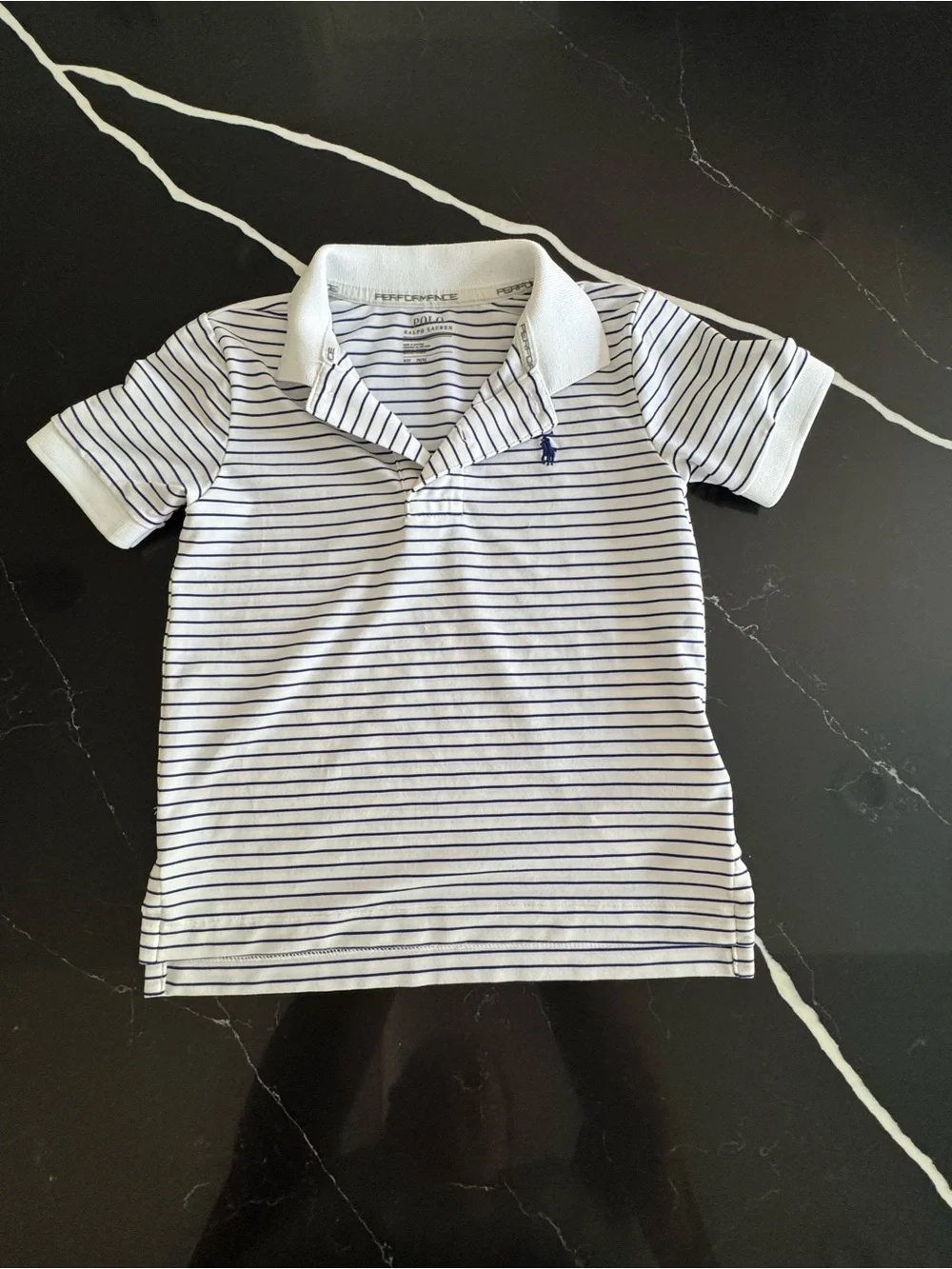 Ralph Lauren White Polo with Navy Stripes
